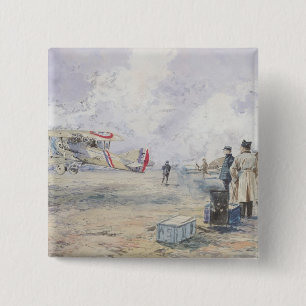 An Aeroplane Taking Off, 1913 2 Inch Square Button