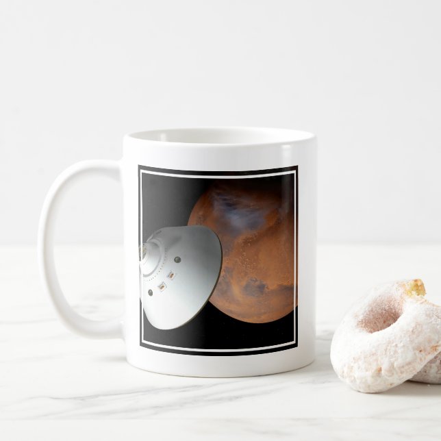 An Aeroshell-Encased Spacecraft Approaching Mars. Coffee Mug (With Donut)