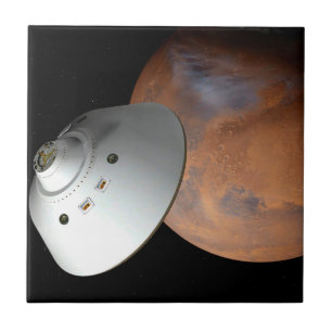An Aeroshell-Encased Spacecraft Approaching Mars. Tile