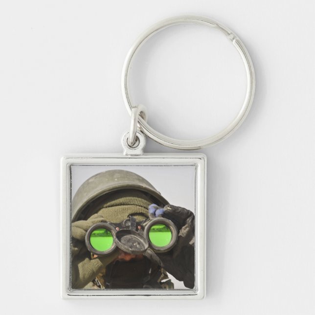 An Afghan soldier scans the horizon Keychain (Front)