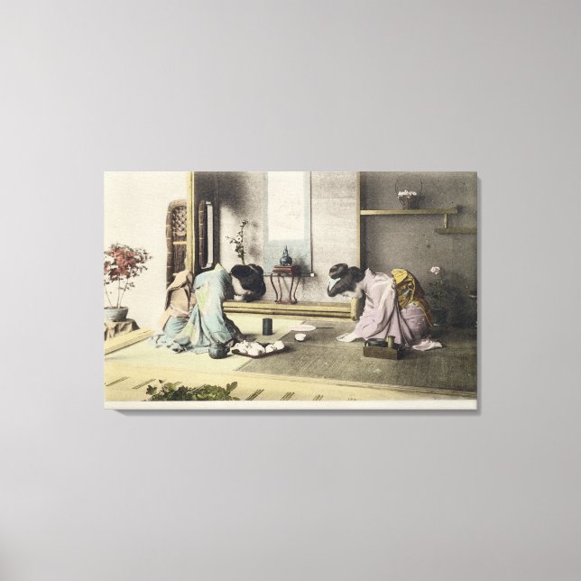 An Afternoon Call, c.1880 (hand coloured albumen p Canvas Print (Front)