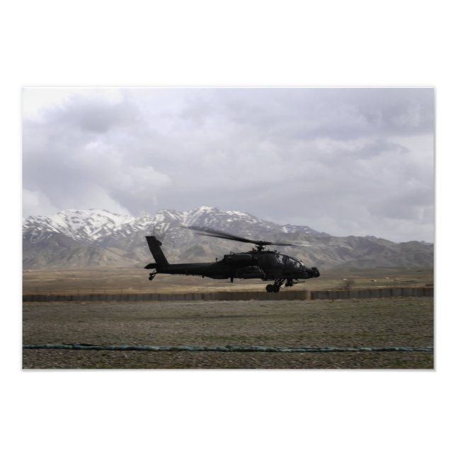 An AH-64A Apache taking off Photo Print (Front)
