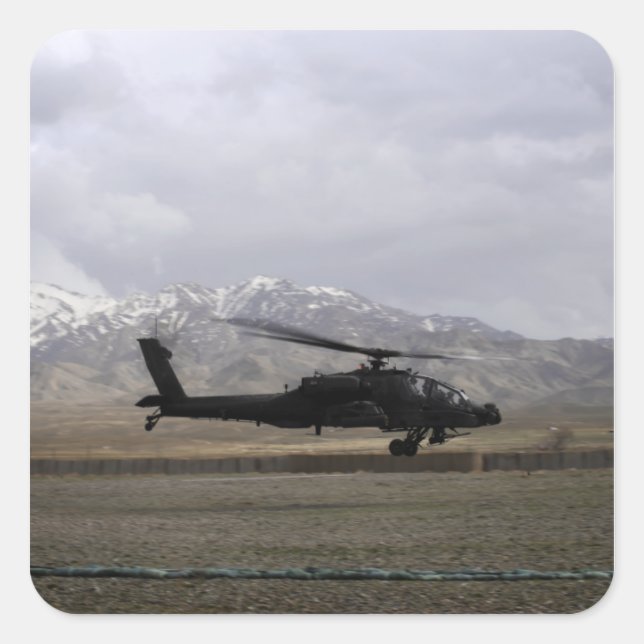 An AH-64A Apache taking off Square Sticker (Front)