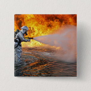 An aircraft rescue firefighting team 2 inch square button
