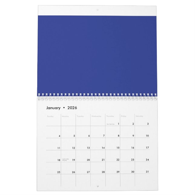 an airplane flying in the sky with a blue backgrou calendar (Jan 2026)