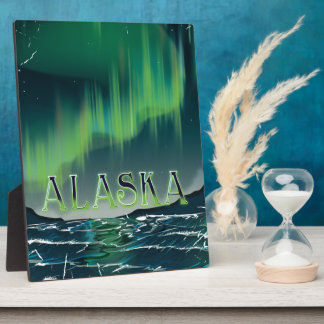An Alaskan Aurora Vintage Travel poster Plaque