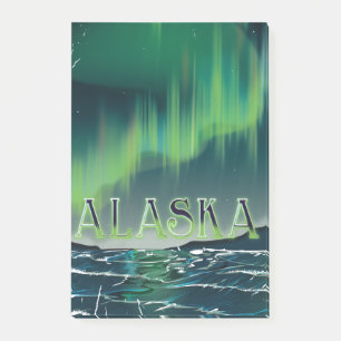 An Alaskan Aurora Vintage Travel poster Post-it Notes
