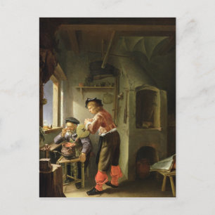 An Alchemist and his Assistant in their Workshop Postcard