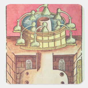 An alchemist's water-bath or bain-marie square sticker