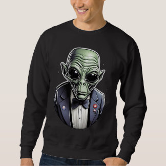 An alien dressed in a suit. sweatshirt