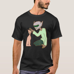 An Alien Petting A Cat Cute Cat Mom Dad Pet  Desig T-Shirt