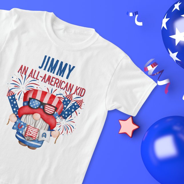 “An All-American Kid” Gnome Personalized  T-Shirt (Creator Uploaded)
