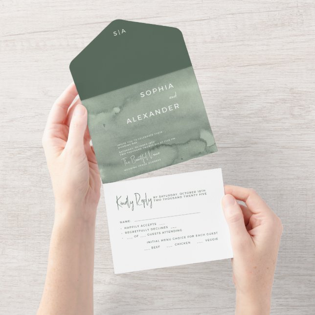 An all-in-one wedding invitation.  all in one invitation (Tearaway)