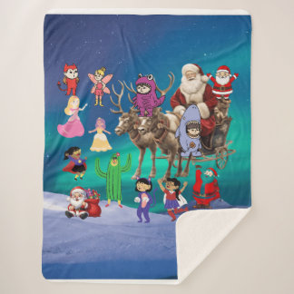 An Amazing Festive Beach Scene with Santa Claus Sherpa Blanket