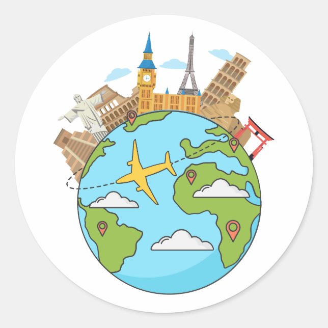 an amazing travel lover logo classic round sticker (Front)