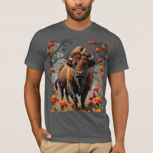 An American Bison Surrounded By Indian paintbrush  T-Shirt