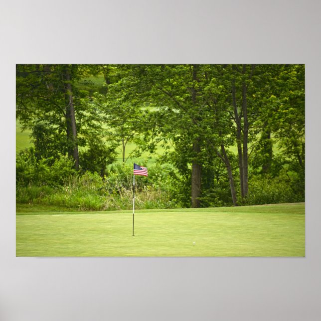 An American Flag on a Golf Green Poster (Front)