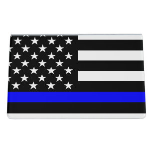 An American Thin Blue Line Display Desk Business Card Holder