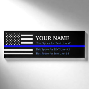 An American Thin Blue Line Name Display Name Tag