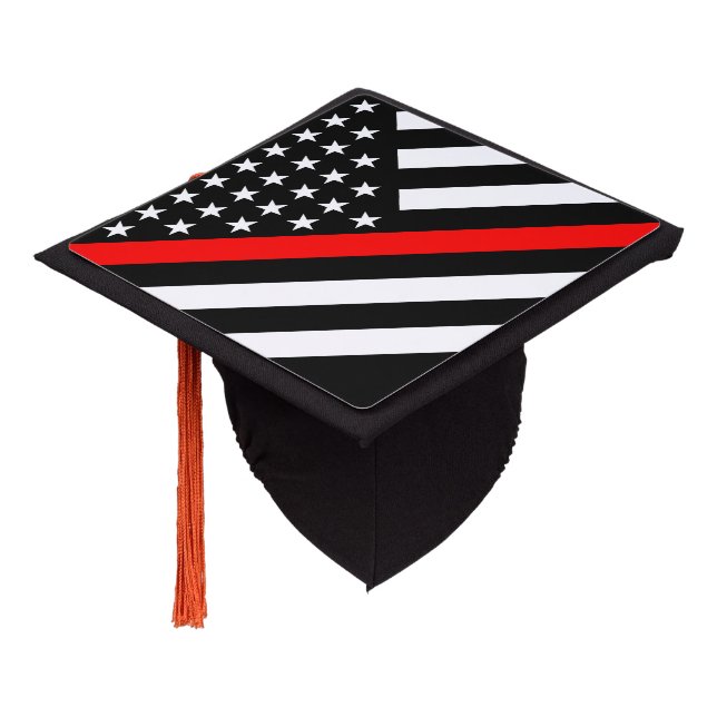 An American Thin Red Line Display Graduation Cap Topper (Angled)