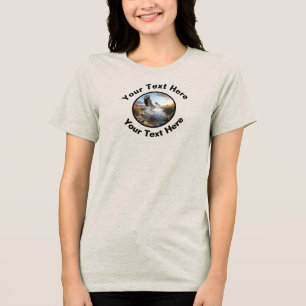 An American White Pelican with Custom Text  Tri-Blend Shirt
