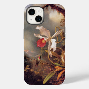 An Amethyst Hummingbird with a White Orchid Case-Mate iPhone 14 Case