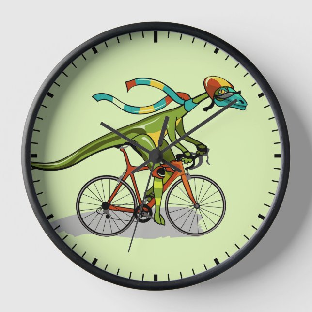An Anabisetia Dinosaur Riding A Bicycle. Clock (Front)