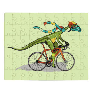 An Anabisetia Dinosaur Riding A Bicycle. Jigsaw Puzzle