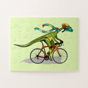 An Anabisetia Dinosaur Riding A Bicycle. Jigsaw Puzzle