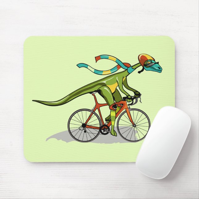An Anabisetia Dinosaur Riding A Bicycle. Mouse Pad (With Mouse)