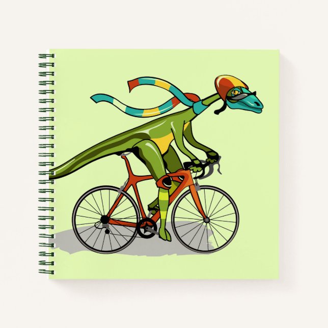 An Anabisetia Dinosaur Riding A Bicycle. Notebook (Front)