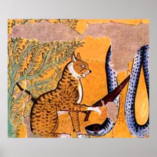 An Ancient Egyptian Fresco Featuring a Cat  Poster