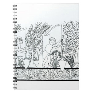 An ancient Egyptian garden (engraving) (b/w photo) Notebook