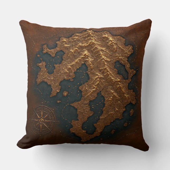 An ancient map of unknown continent  throw pillow (Front)