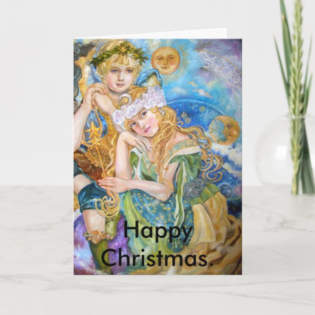 An angel and a goddess of the art, Happy Chris... Holiday Card (Front)