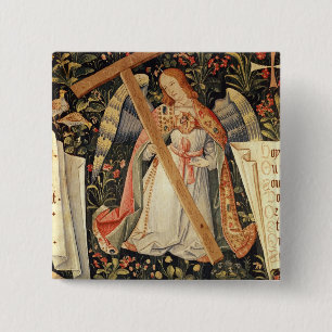 An angel carrying the cross 2 inch square button
