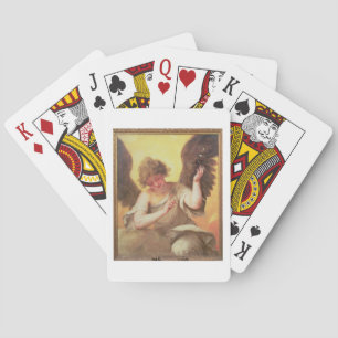 An Angel holding a Glass Flask Playing Cards