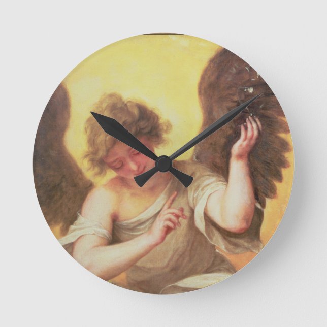 An Angel holding a Glass Flask Round Clock (Front)