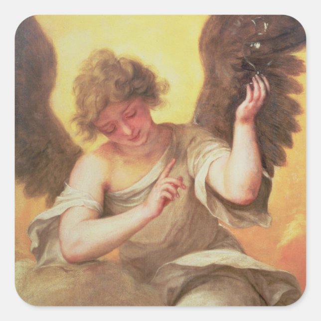 An Angel holding a Glass Flask Square Sticker (Front)