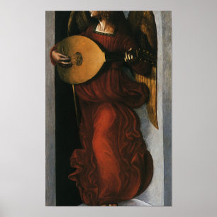 An Angel in Red with a Lute by Leonardo da Vinci Poster