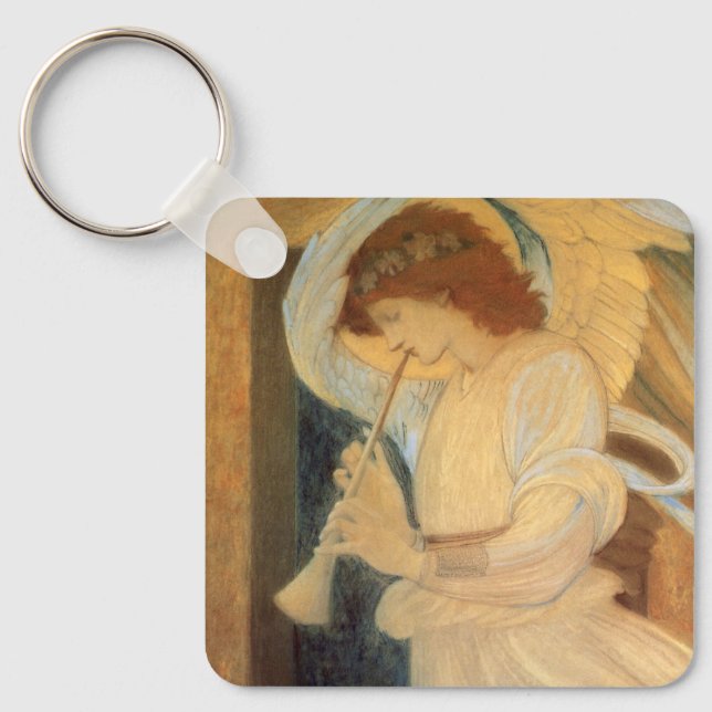 An Angel Playing a Flageolet By Burne Jones Keychain (Front)