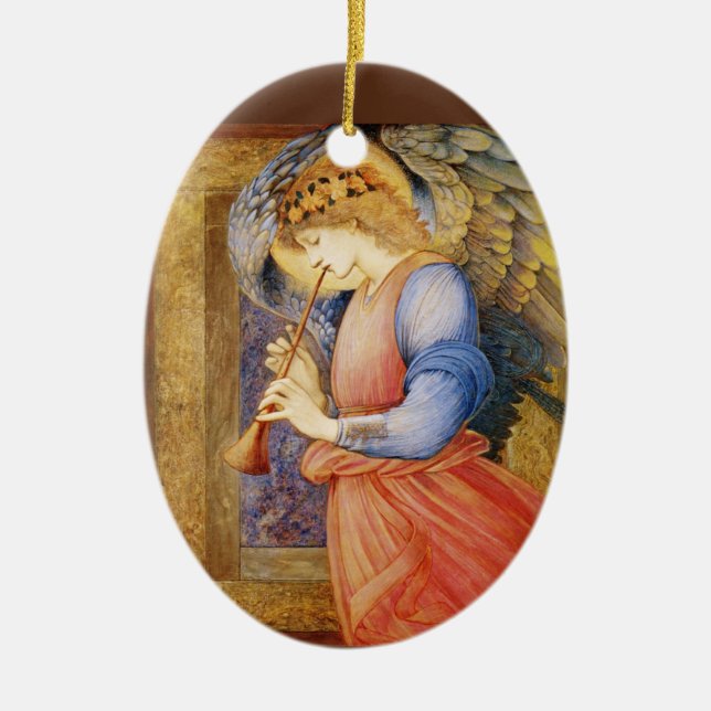 An Angel Playing A Flageolet Ceramic Ornament (Front)