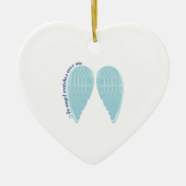 an Angel Watches over me Ceramic Ornament (Front)