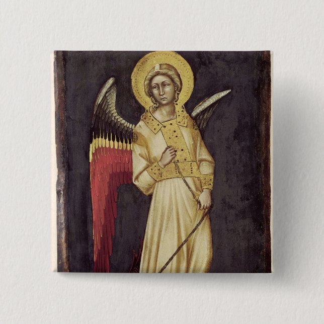 An Angel with a Demon on a Chain 2 Inch Square Button (Front)