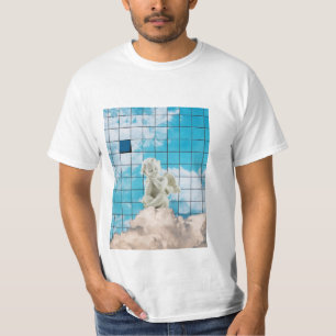 An angel's statue shirt over a cloud