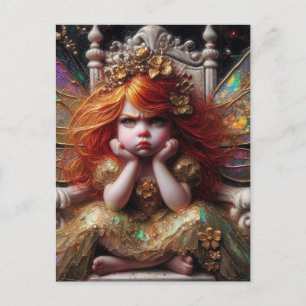 An Annoyed Little Fairy on Her Throne Postcard