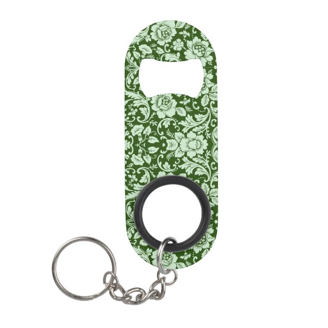 An antique floral damask keychain bottle opener (Front)