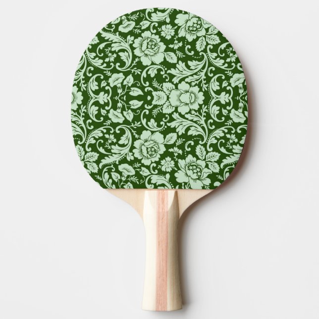 An antique floral damask ping pong paddle (Front)