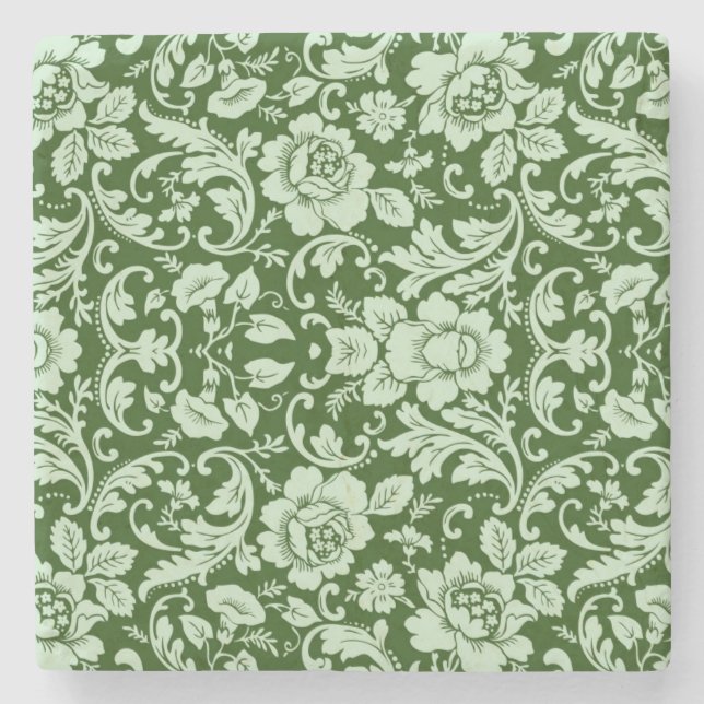 An antique floral damask stone coaster (Front)