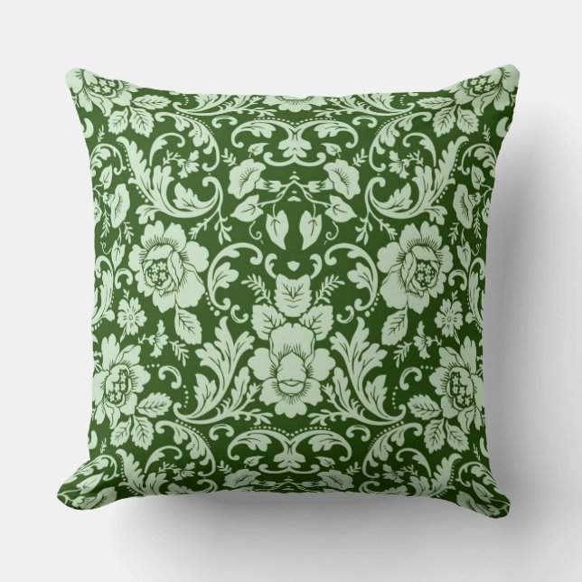 An antique floral damask throw pillow (Front)